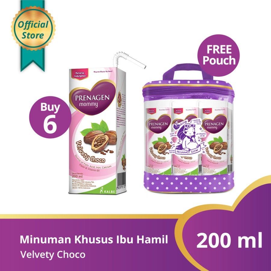 Buy 6pcs PRENAGEN mommy UHT Velvety Choco 200ml Free Pouch - 1