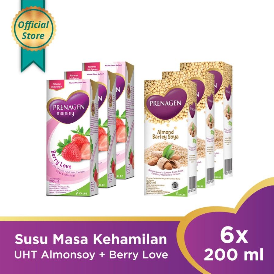 PRENAGEN mommy UHT Berry Love 3 pack + Almonsoy 3 pack - 1