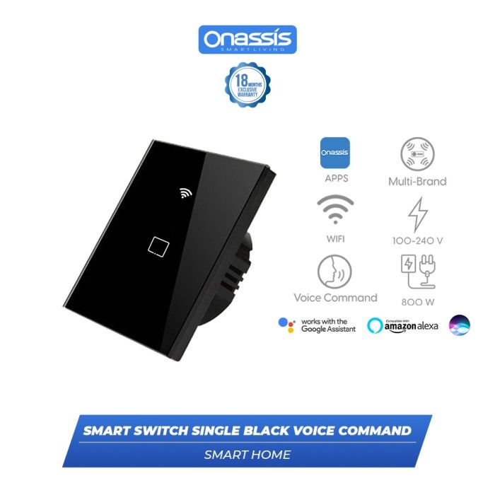 ONASSIS SMART SWITCH SINGLE BLACK VOICE COMMAND - 1