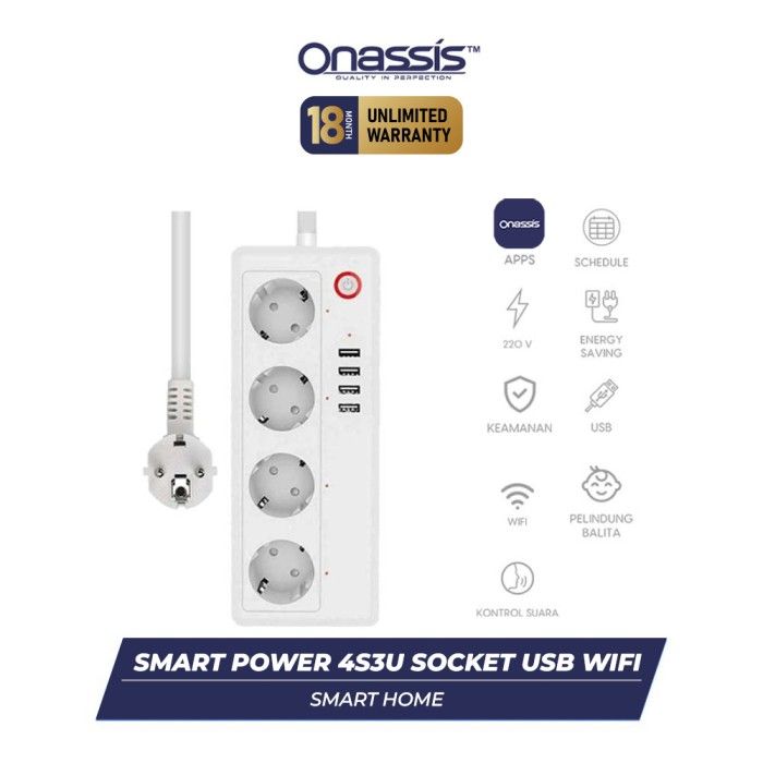 ONASSIS SMART POWER 4S3U SOCKET USB WIFI - 2