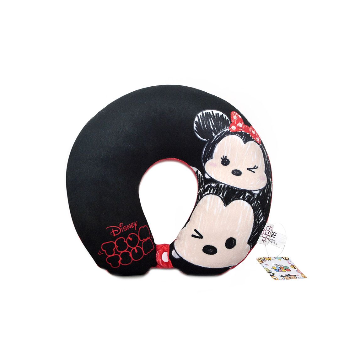 DISNEY Tsum Tsum Neck Cushion Pillow Bantal Leher Original Karakter Mickey Minnie Mouse - 1