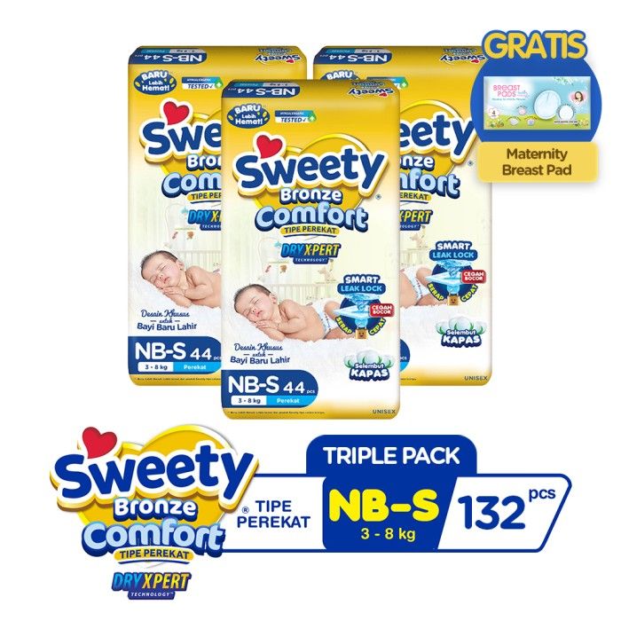 Sweety Bronze Comfort NB S 44s TRIPLEPACK Free Maternity Breast Pad - 1