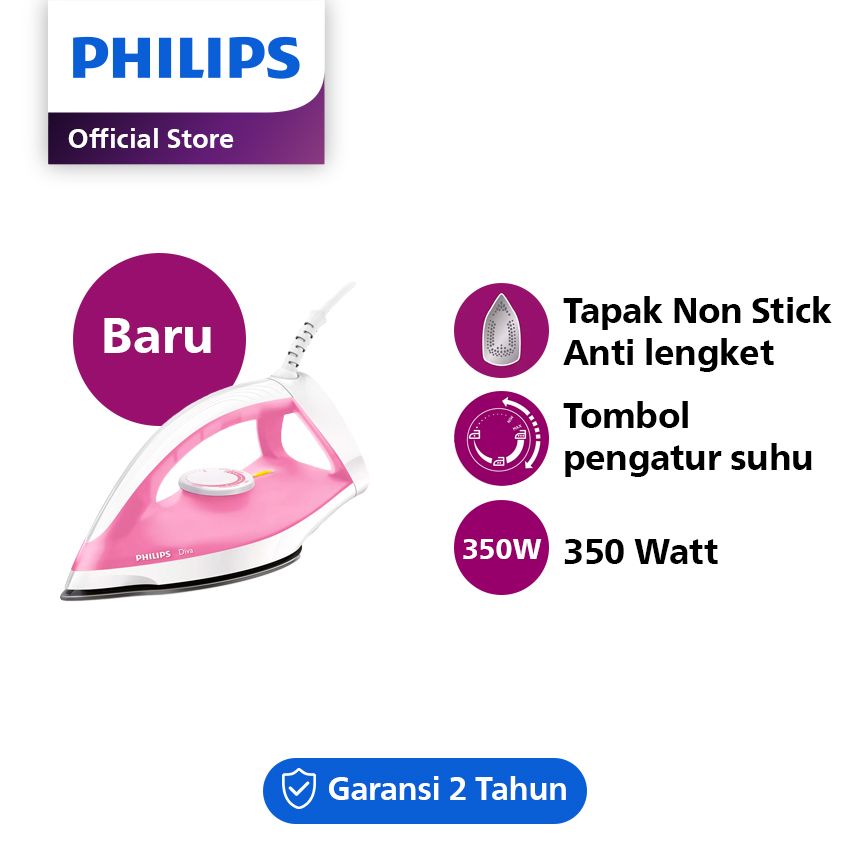 Philips Dry Iron 350 watt - GC122/47 - Pink - 1