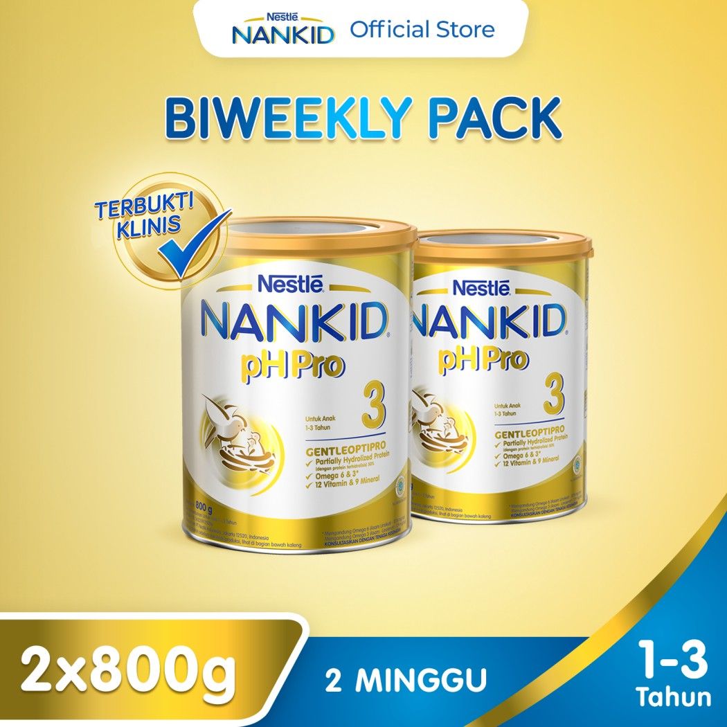 Nestle NANKID 3 pHPro Plain Susu Anak 1-3 Tahun Kaleng 800g x 2 pcs - 1