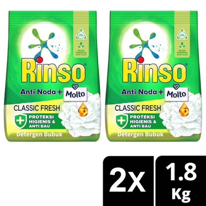 Rinso Molto Deterjen Bubuk Anti Noda Classic Fresh 1,8kg Twin Pack - 1