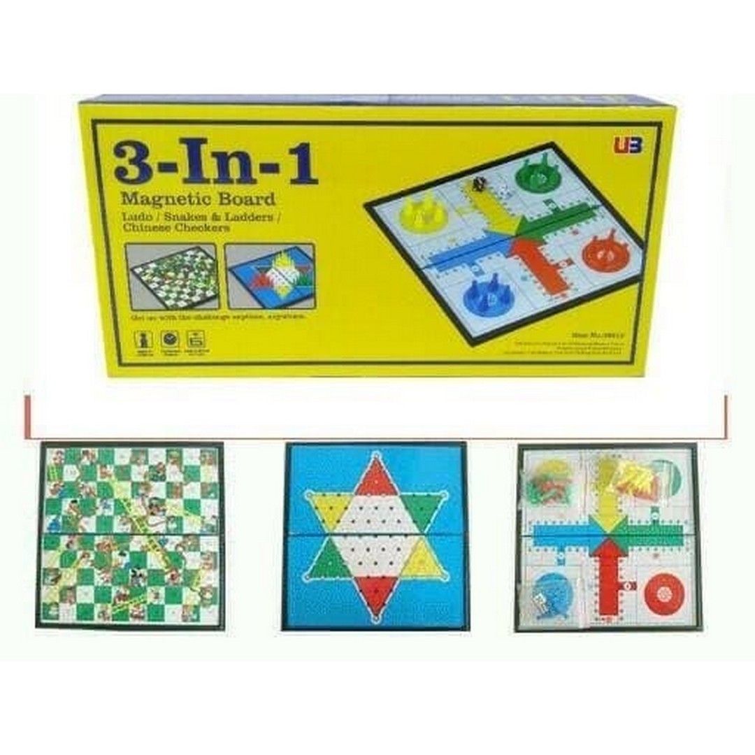 Magnetic Board Game 3 In 1 - Ludo-Halma- Ular Tangga- Mainan Edukatif - 1