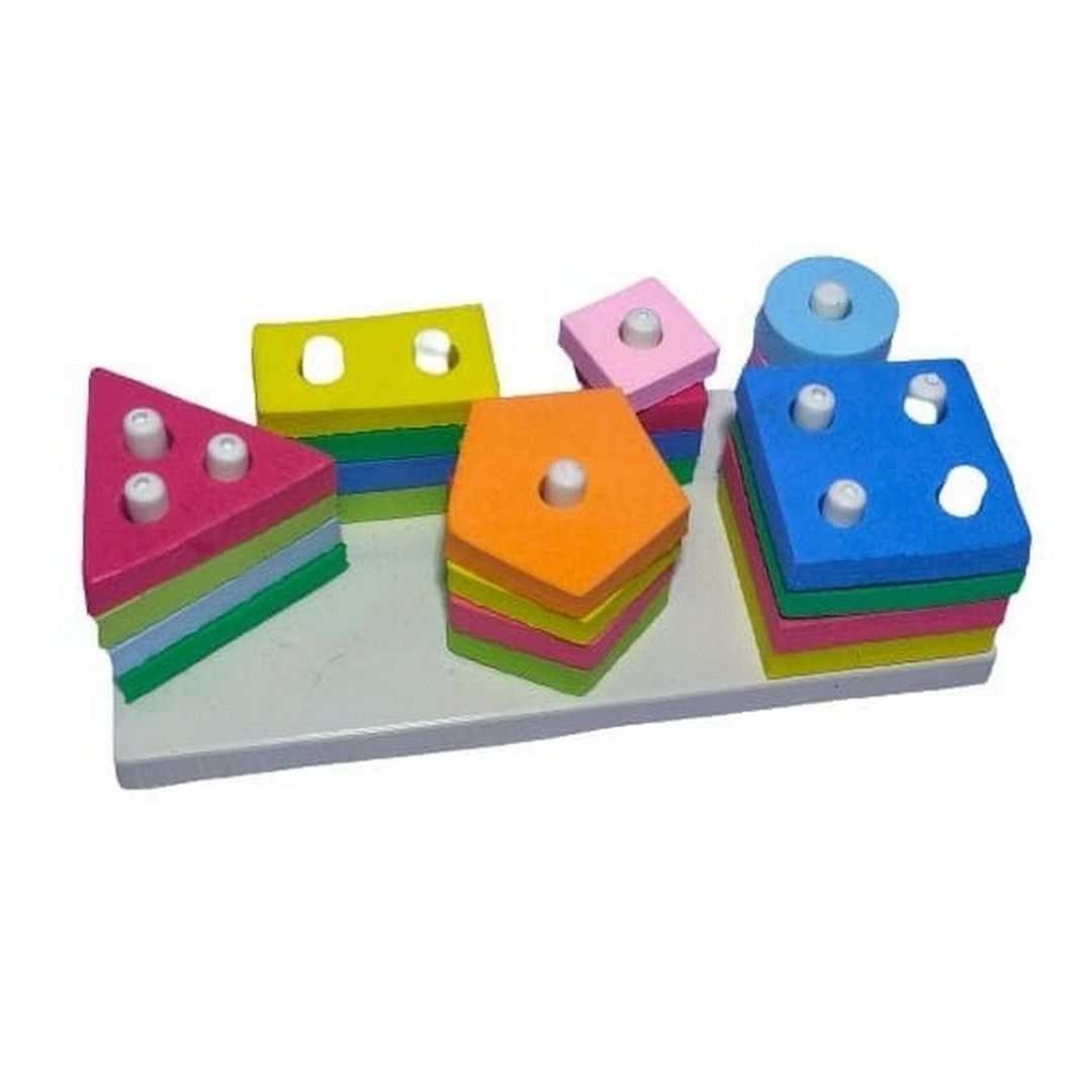 Pe01 Geo 6 Bentuk Mainan Edukatif Plastik / Edukasi Anak Puzzle Balok - 1