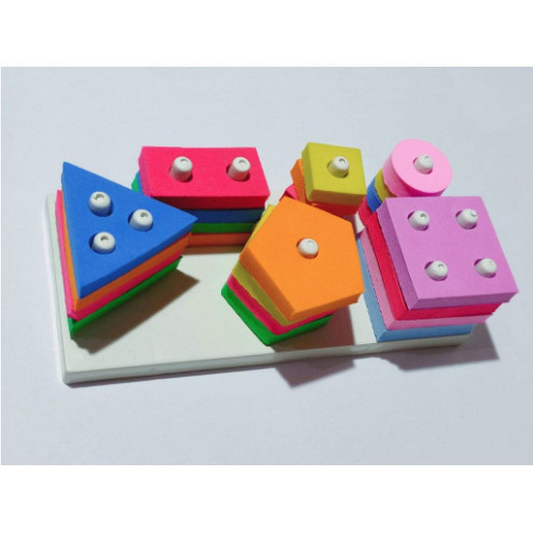 Pe01 Geo 6 Bentuk Mainan Edukatif Plastik / Edukasi Anak Puzzle Balok - 4