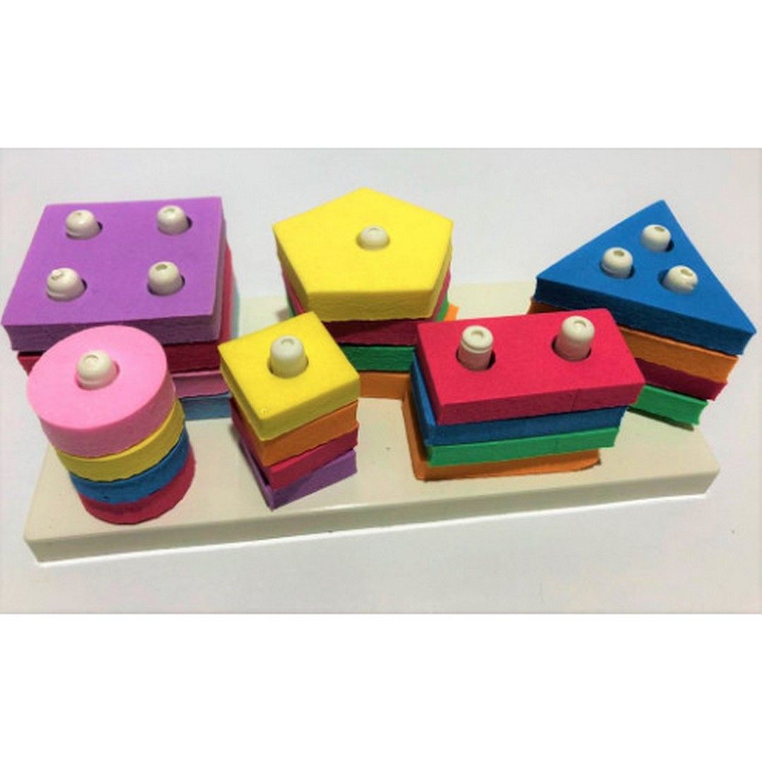 Pe01 Geo 6 Bentuk Mainan Edukatif Plastik / Edukasi Anak Puzzle Balok - 2