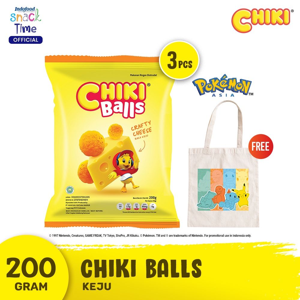 Chiki Balls Keju 200 Gr [3] - Free 1 Pcs Totebag Pokémon Artwork 3 - 1