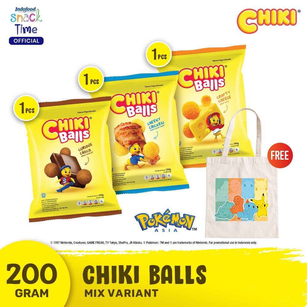 Chiki Balls All Variant 200 Gr - Free 1 Pcs Totebag Pokémon Artwork 3 - 1