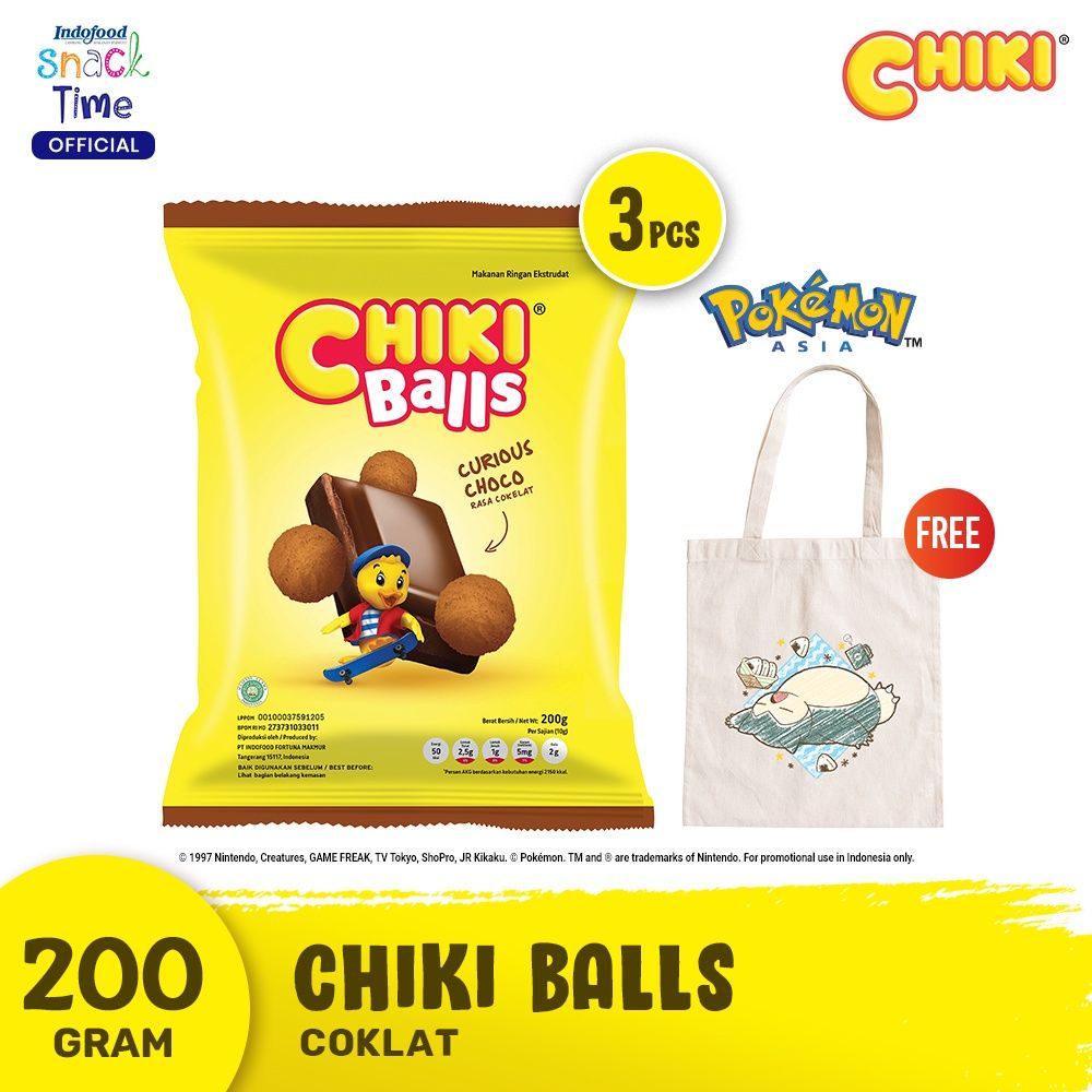 Chiki Balls Coklat 200 Gr [3] - Free 1 Pcs Totebag Pokémon Artwork 2 - 1