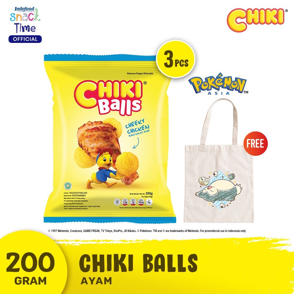 Chiki Balls Ayam 200 Gr [3] - Free 1 Pcs Totebag Pokémon Artwork 2 - 1