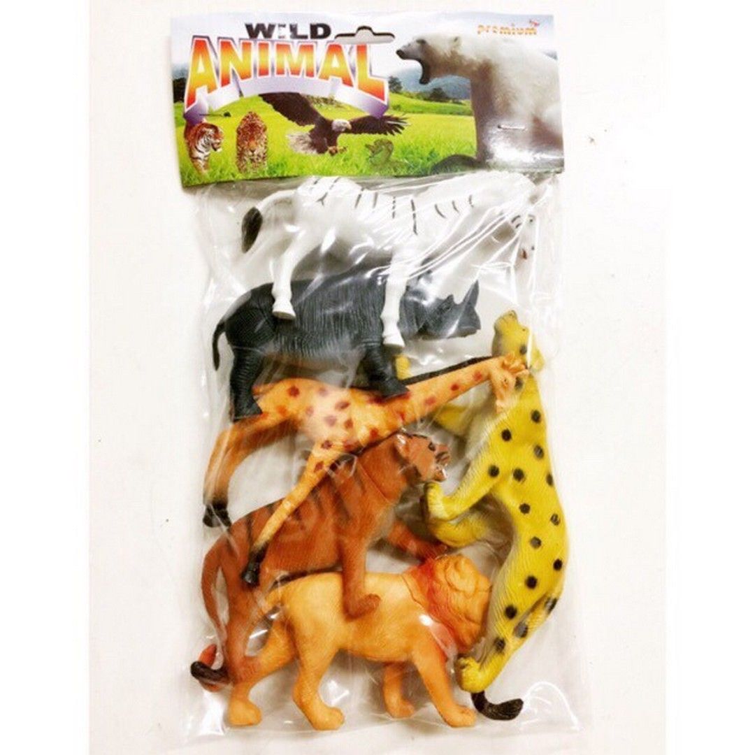 Set Miniatur Wild Animal Mainan Hewan Binatang Karet Besar Isi 6 Pcs - 4