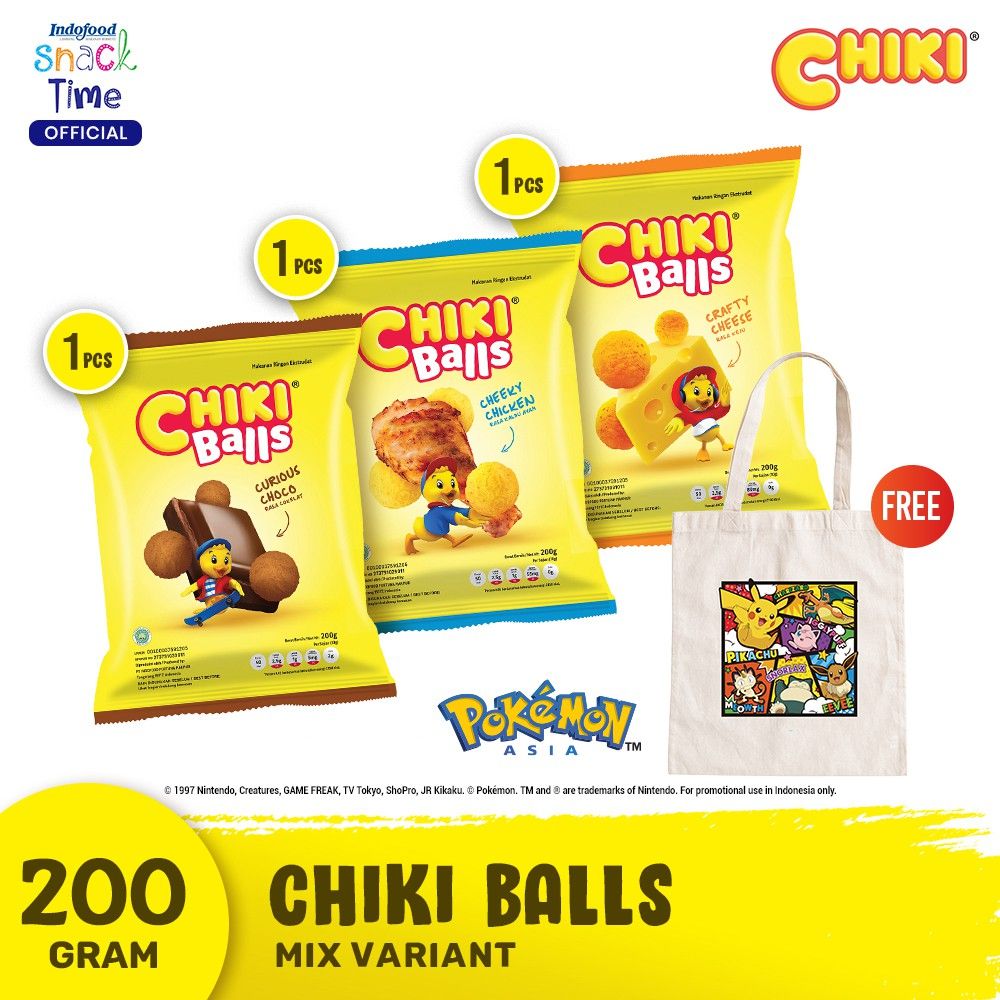 Chiki Balls All Variant 200 Gr - Free 1 Pcs Totebag Pokémon Artwork 4 - 1