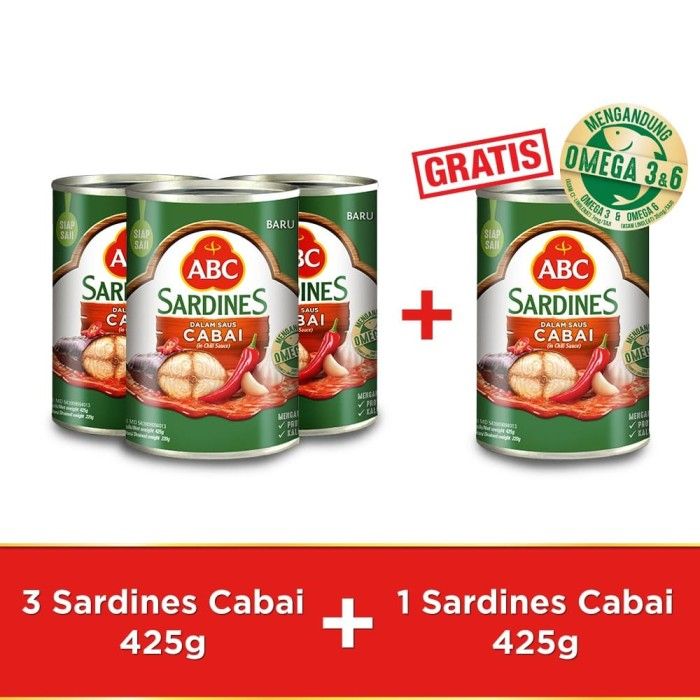 ABC Sarden Saus Cabai 425 g - Buy 3 pcs Get 1 pcs Free - 1