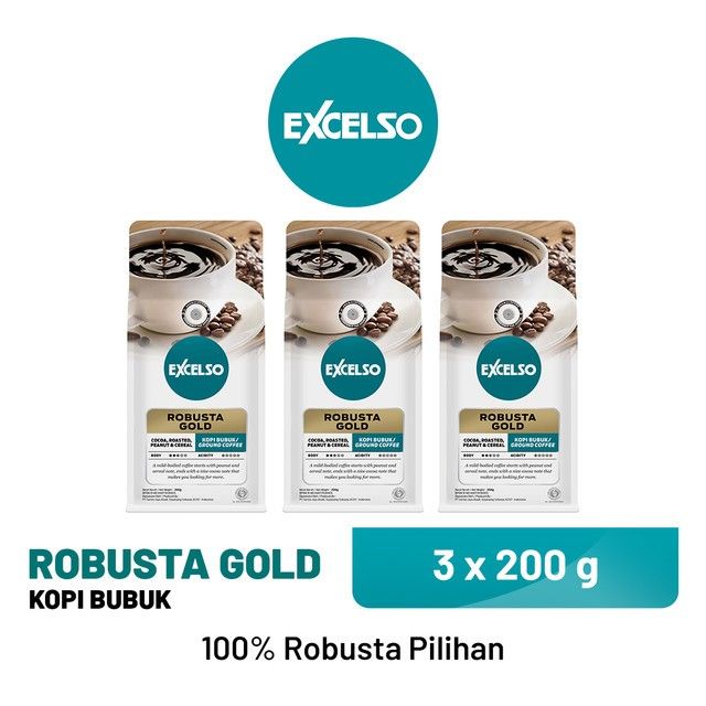 EXCELSO Robusta Gold - Bubuk Kopi 3 x 200 gr - 1