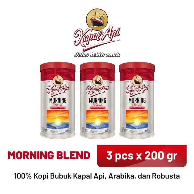 KAPAL API Morning Blend - Bubuk Kopi 3 x 200 gr - 1