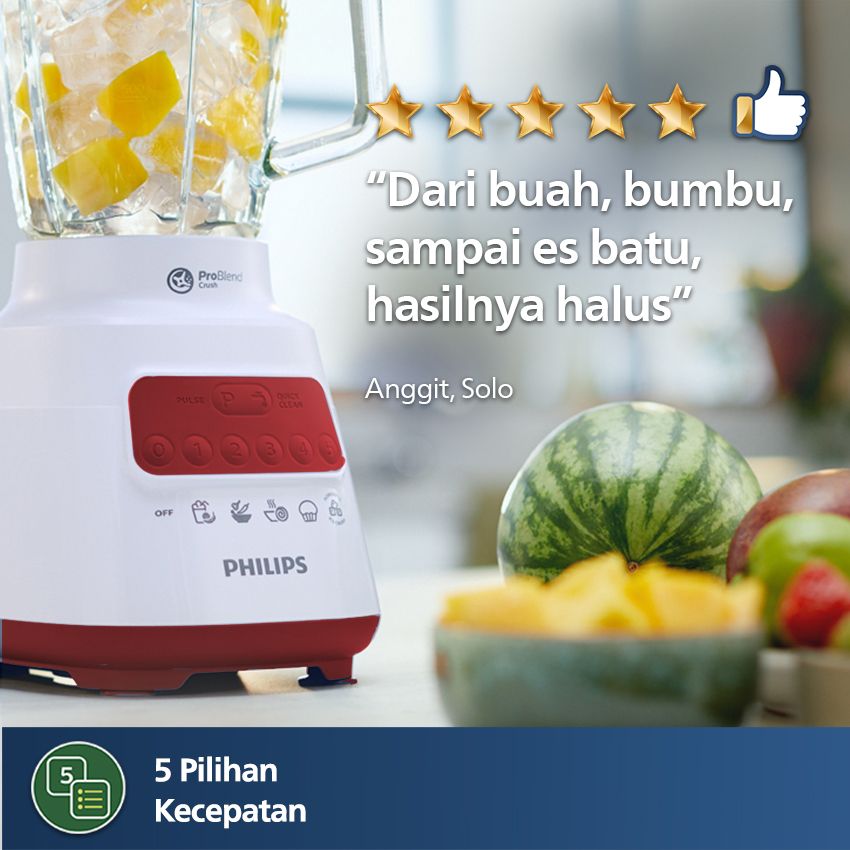 Philips Blender 5000 Series 2L Plastic - Red HR2221/40 - 5