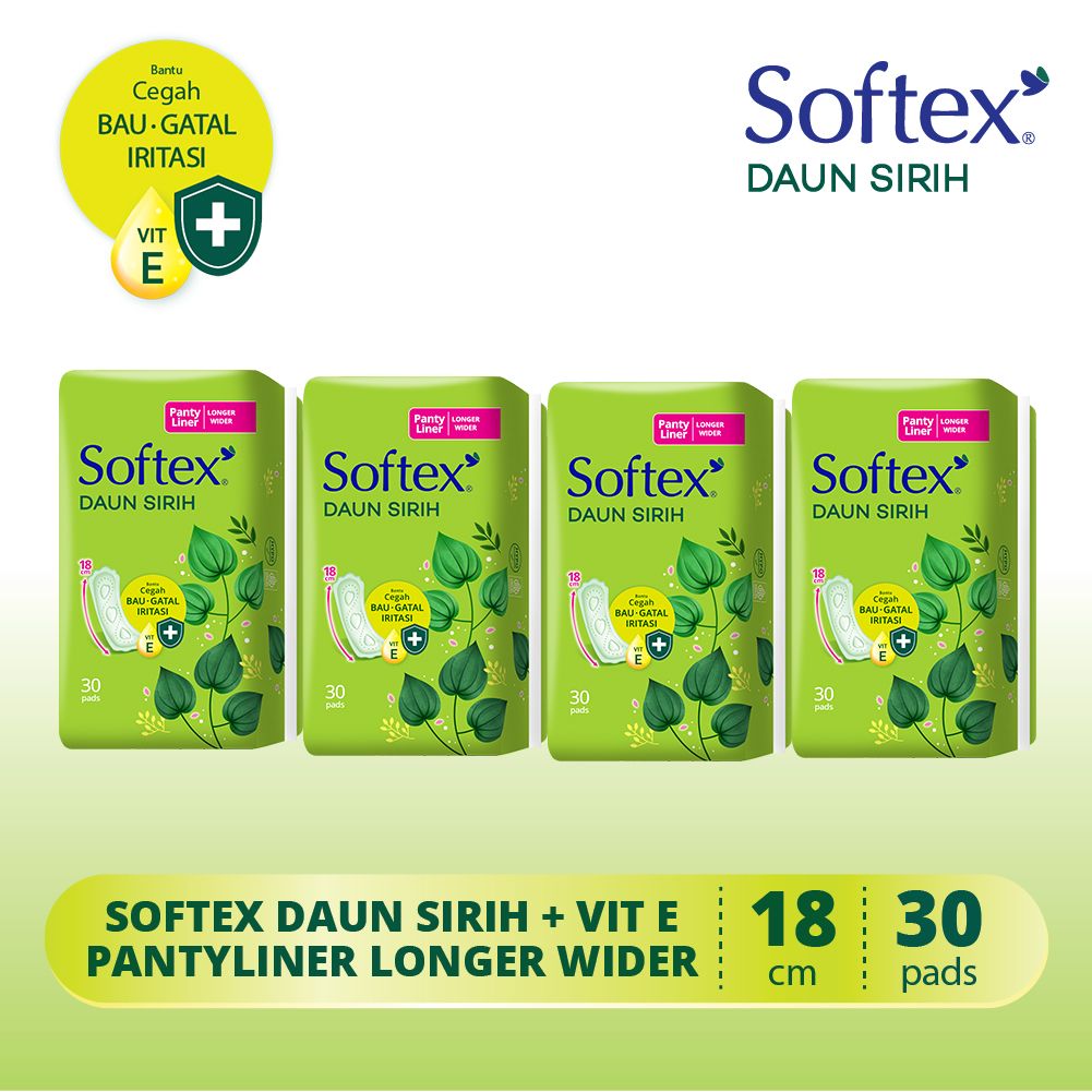 Softex Daun Sirih Pantyliner Long&Wide 30s - 4 Pack - 2