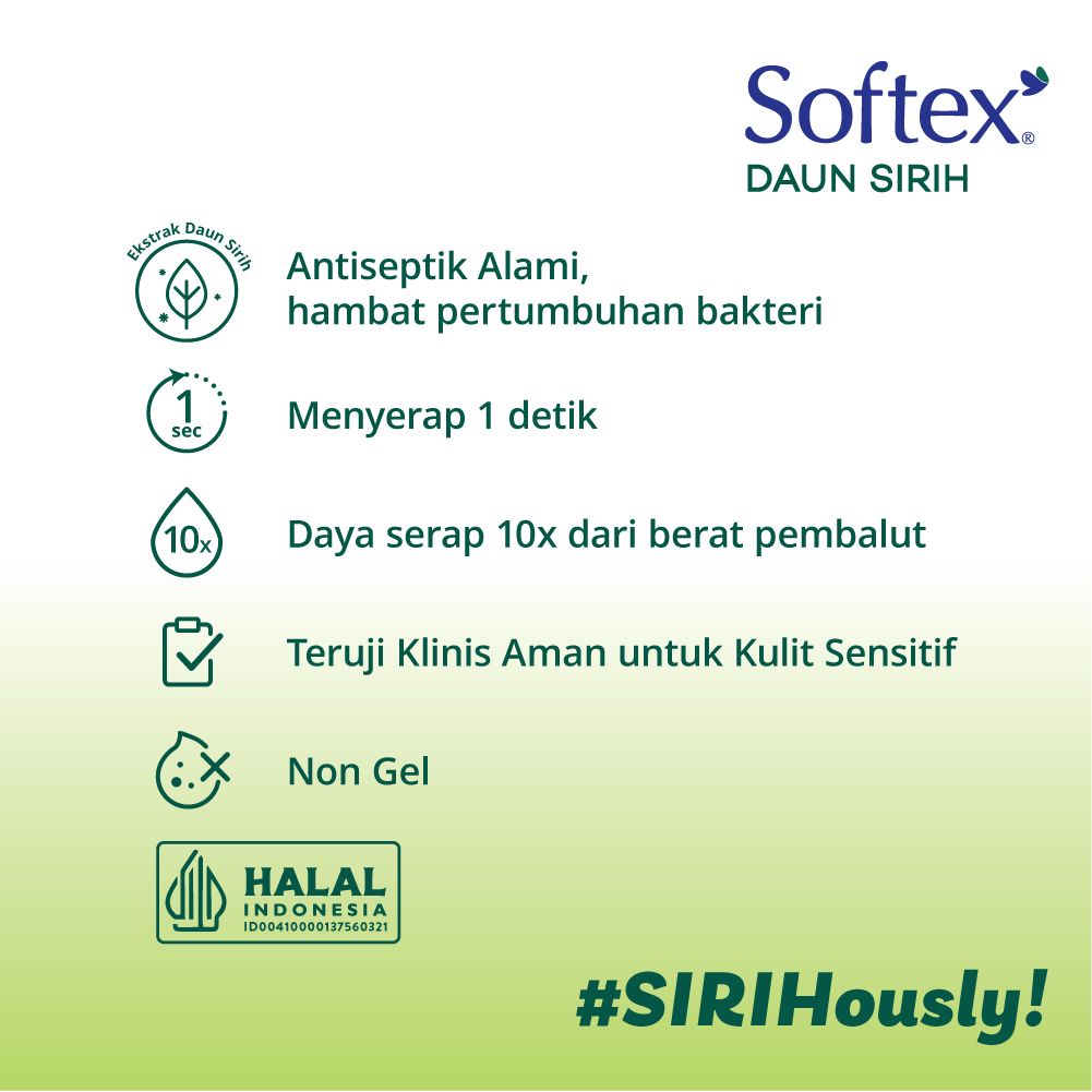 Softex Daun Sirih + Vitamin E 3in1 16s x 2 Pack - Pembalut Daun Sirih - 3