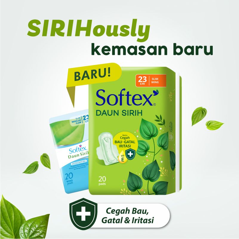 Softex Daun Sirih + Vitamin E Jumbo Pack 23cm 30s x 2 Pack - Pembalut Daun Sirih Siang - 2