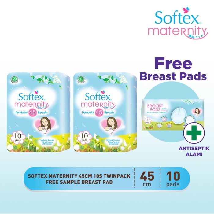 Softex Maternity 45cm 10s Twinpack Free Sample Breast Pad - 1