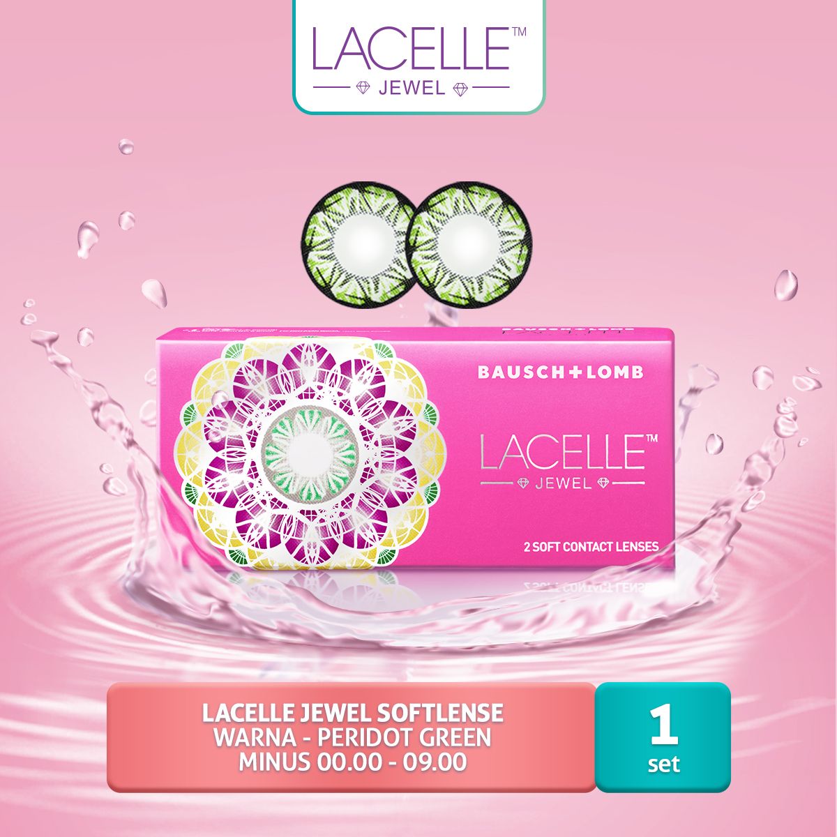 Lacelle Jewel Softlense Warna - Peridot Green -5.50 - 1