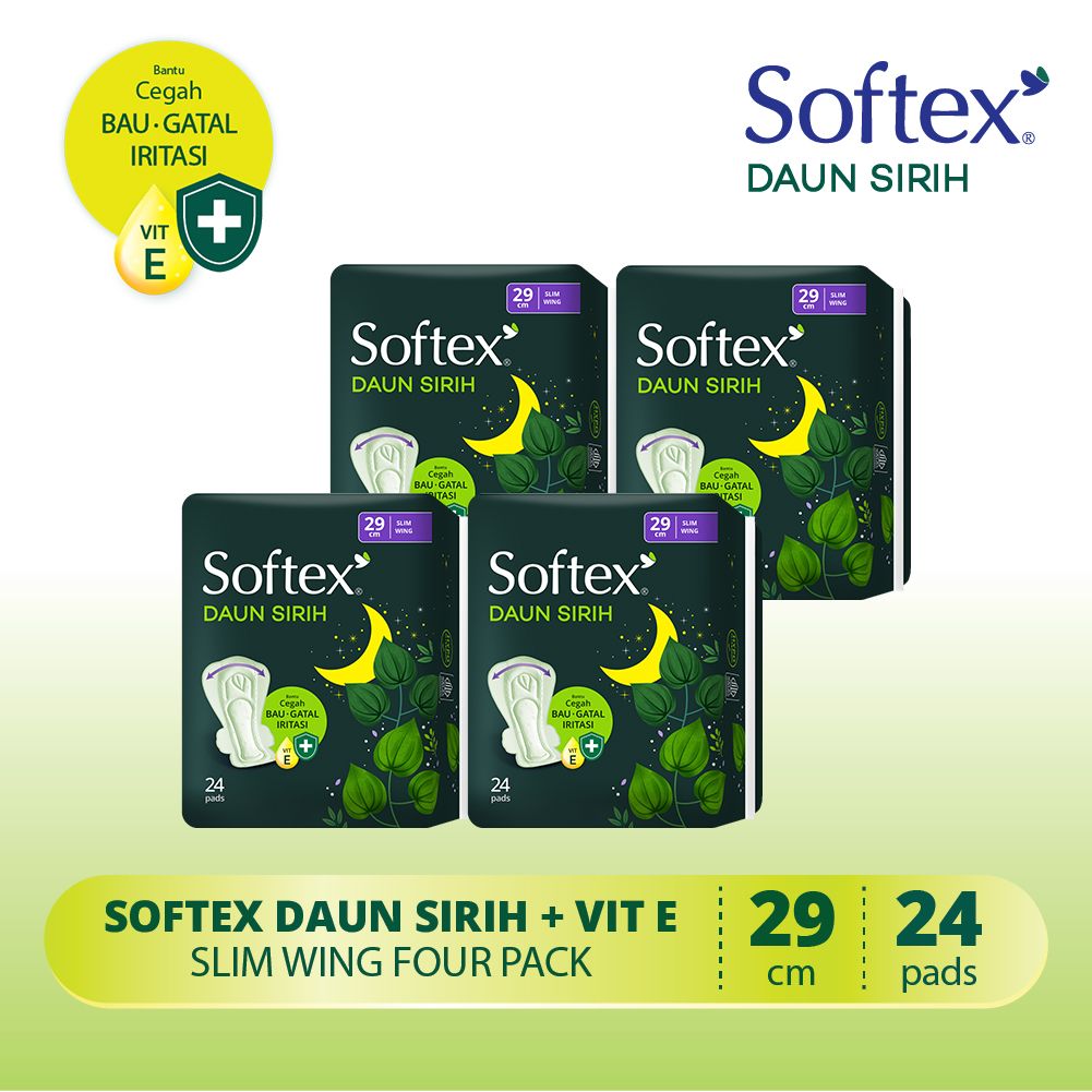 Softex Daun Sirih 29cm Jumbo Pack 24s - 4 Pack Pembalut Wanita - 2
