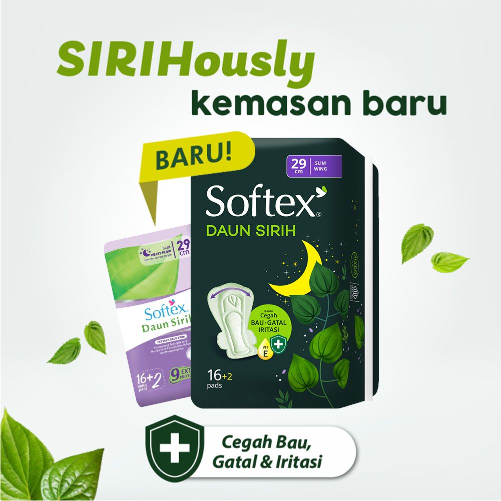 Softex Daun Sirih 29cm Jumbo Pack 24s - 4 Pack Pembalut Wanita - 4