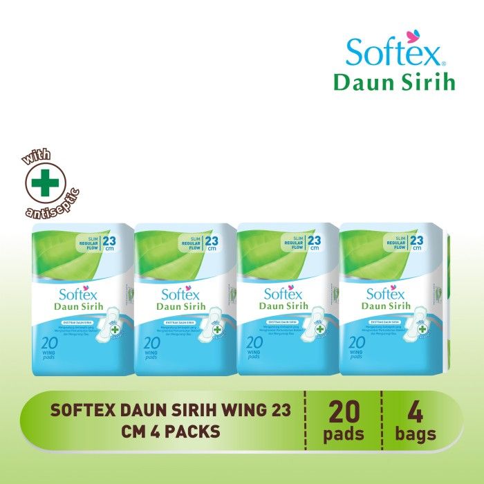 Softex Daun Sirih Wing 23cm - 4 Pack Pembalut Wanita - 1