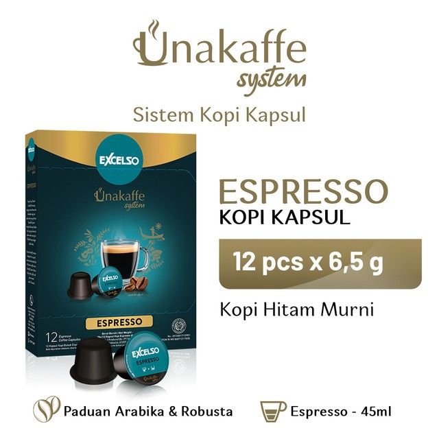 EXCELSO UNAKAFFE Espresso - Kopi Kapsul-Capsule Coffee (12x6,5gr) - 1