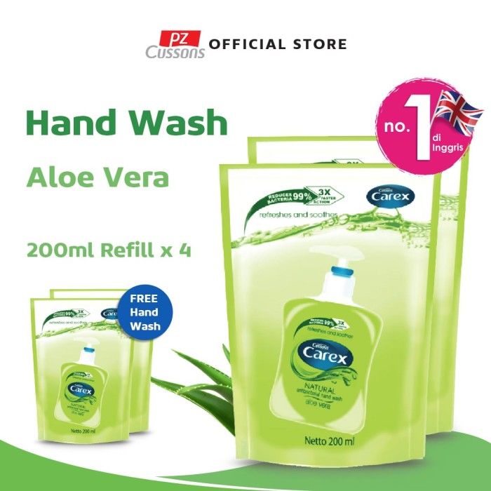 Carex Hand Wash Aloe Vera DOY 200 ml Twin Pack - 1