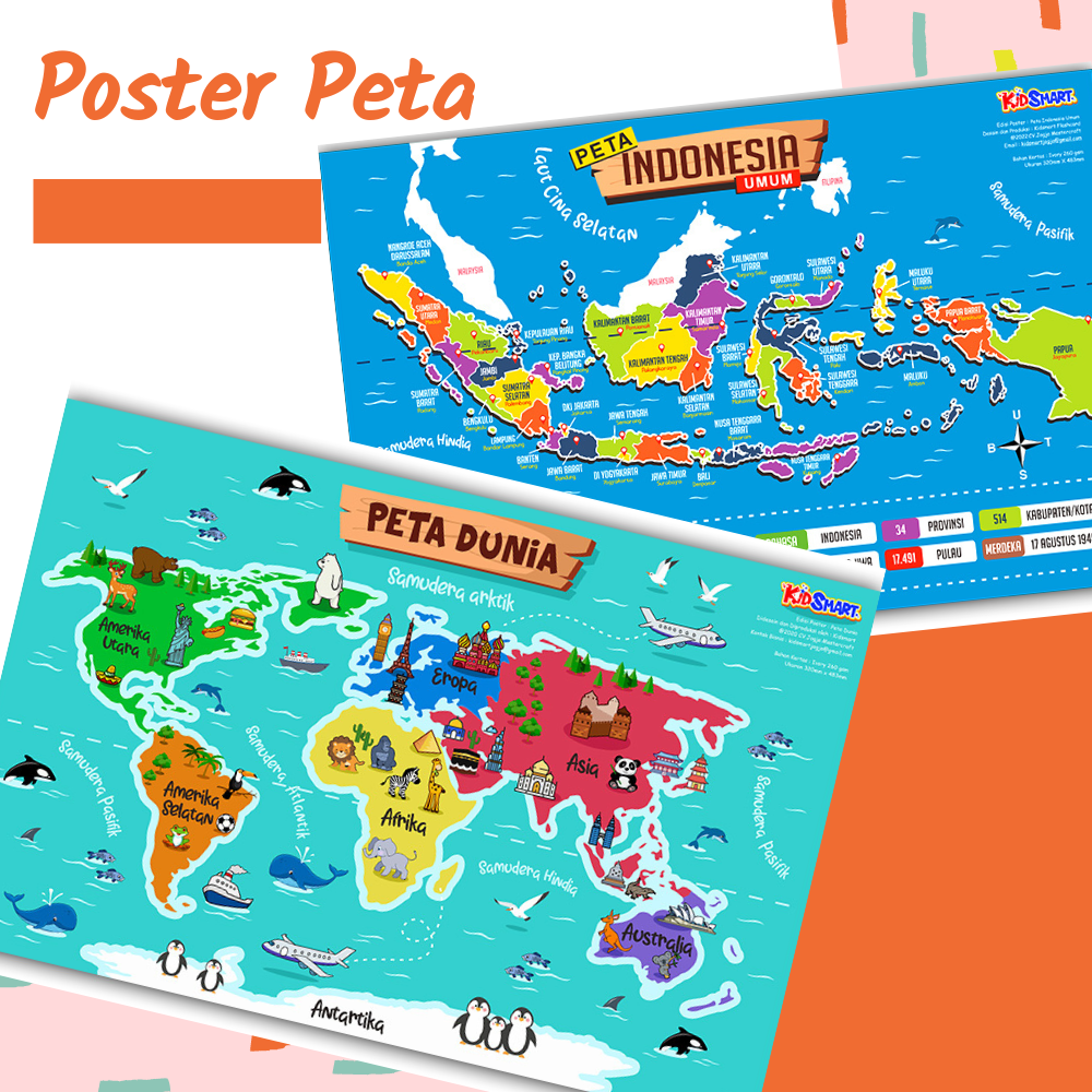 Poster Edukasi Anak - Peta Dunia - 4