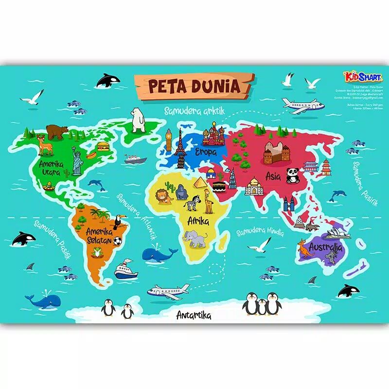 Poster Edukasi Anak - Peta Dunia - 1