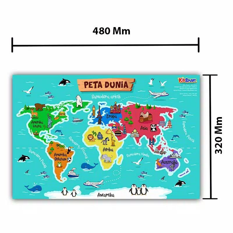 Poster Edukasi Anak - Peta Dunia - 3