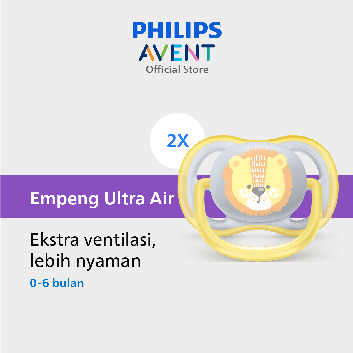Philips Avent Soother 0-6M Elephant/Lion SCF085/01 Empeng Dot Bayi - 1