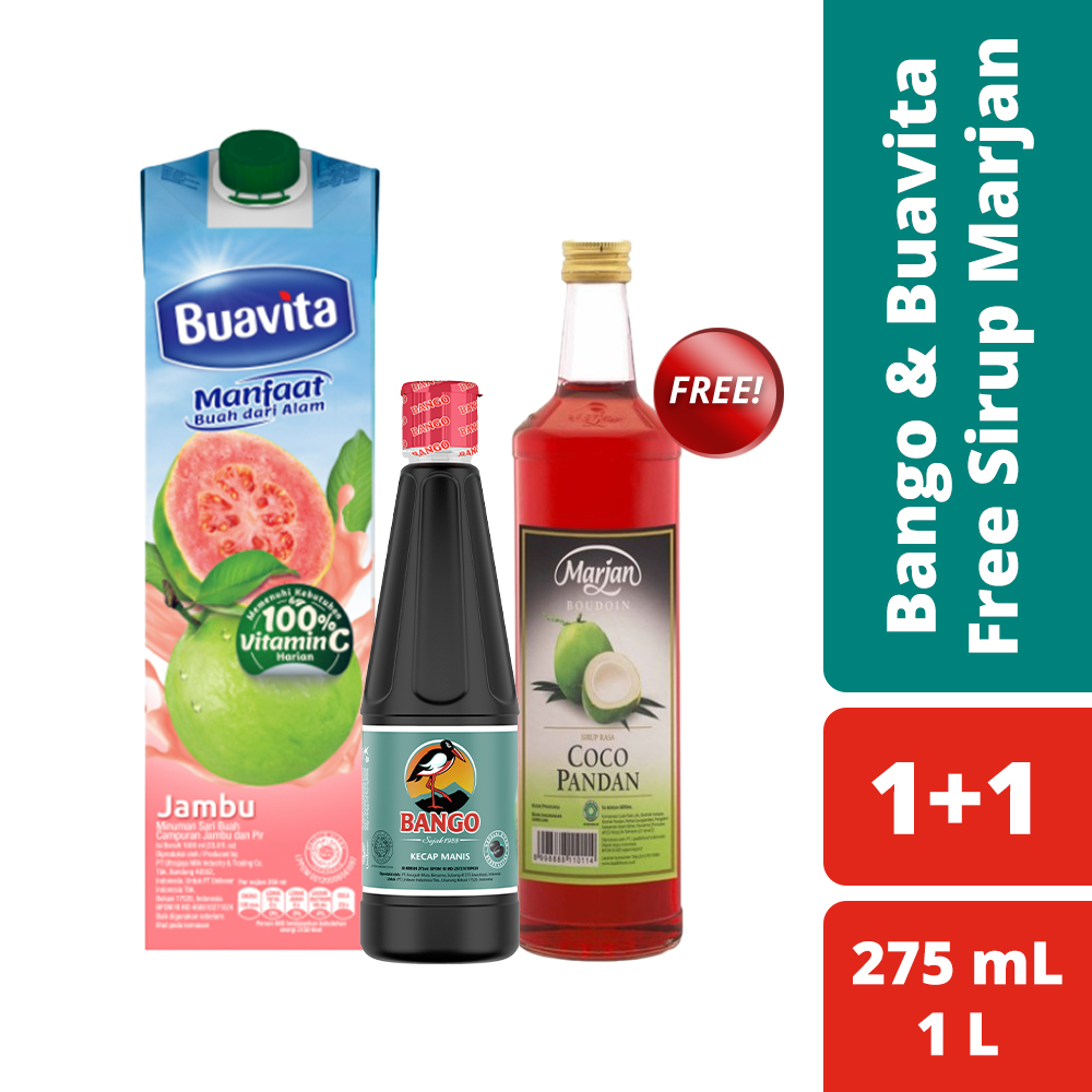 Bango Kecap Manis & Buavita Free Sirup Marjan - 1