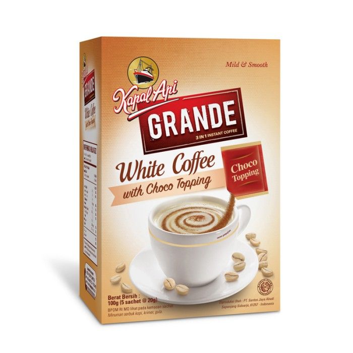 KAPAL API Grande White Coffee Topping 1 Dus (5 x 20 gr) - 2