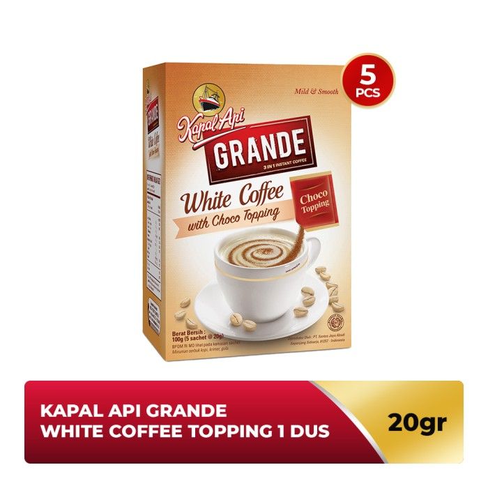 KAPAL API Grande White Coffee Topping 1 Dus (5 x 20 gr) - 1