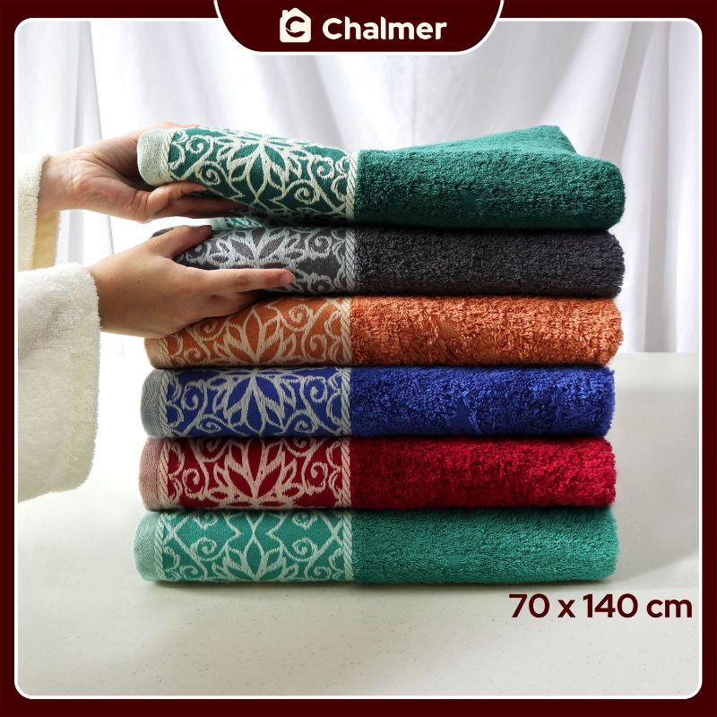 Handuk Mandi Chalmer 70 x 140 cm Motif Vardo Handuk Mandi Dewasa Premium - Blue - 2