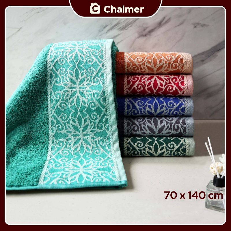 Handuk Mandi Chalmer 70 x 140 cm Motif Vardo Handuk Mandi Dewasa Premium - Blue - 5