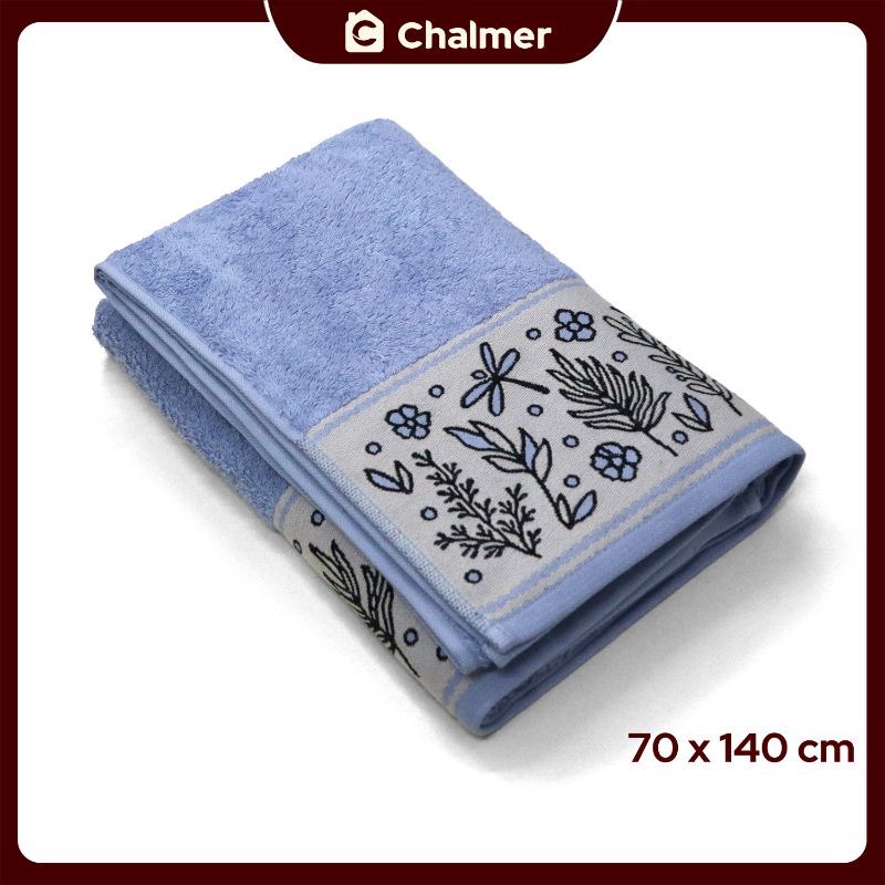 Handuk Mandi Chalmer 70 x 140 cm Motif Dragonfly Handuk Mandi Dewasa Premium - Blue - 1
