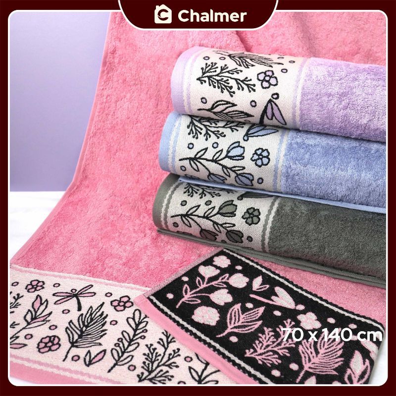 Handuk Mandi Chalmer 70 x 140 cm Motif Dragonfly Handuk Mandi Dewasa Premium - Lilac - 4