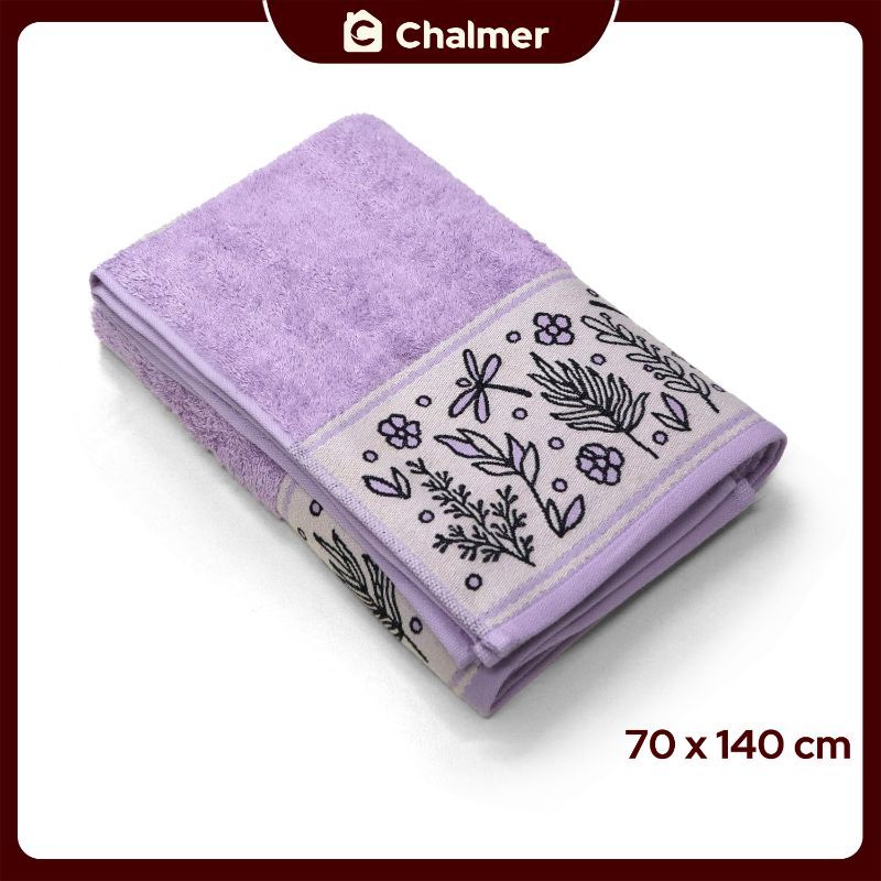 Handuk Mandi Chalmer 70 x 140 cm Motif Dragonfly Handuk Mandi Dewasa Premium - Lilac - 1