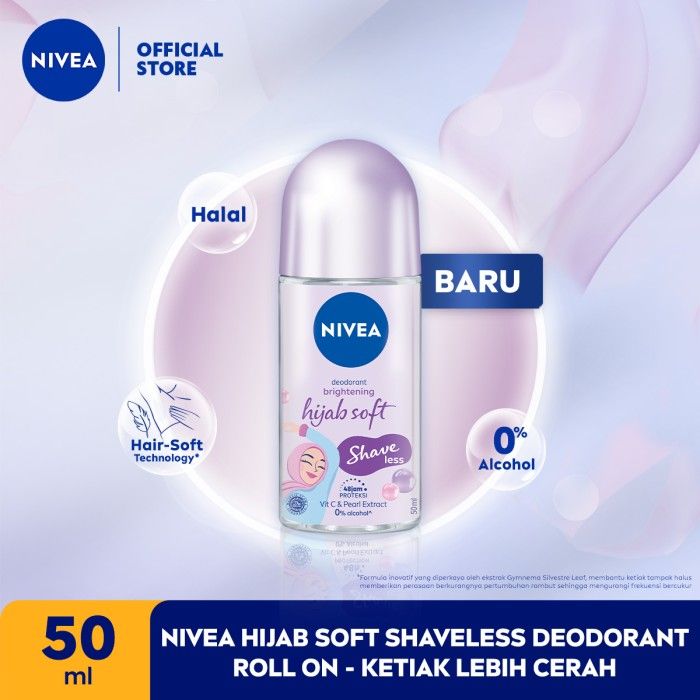 NIVEA Hijab Soft Shaveless Deodorant Roll On 50ml - Ketiak Lebih Cerah - 1