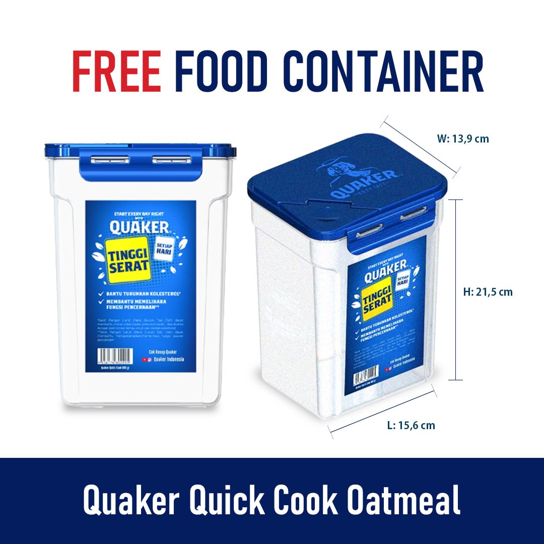 Quaker Quick Cook Oatmeal 800G Free Food Container Twin Pack - 2