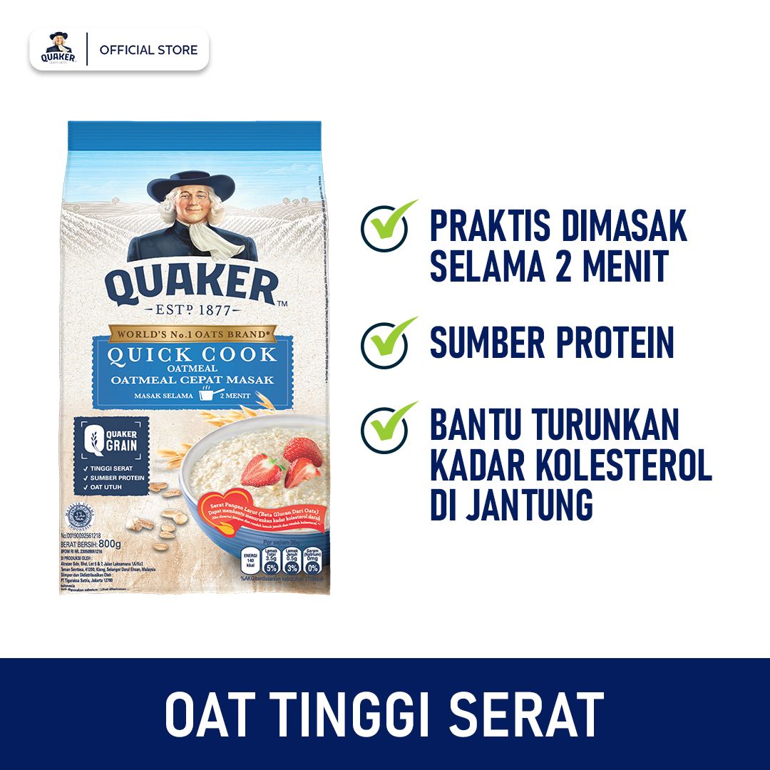 Quaker Quick Cook Oatmeal 800G Free Food Container Twin Pack - 3