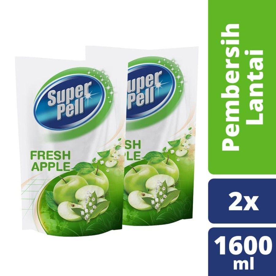 Super Pell Pembersih Lantai Fresh Apple 1600Ml Twin Pack - 1