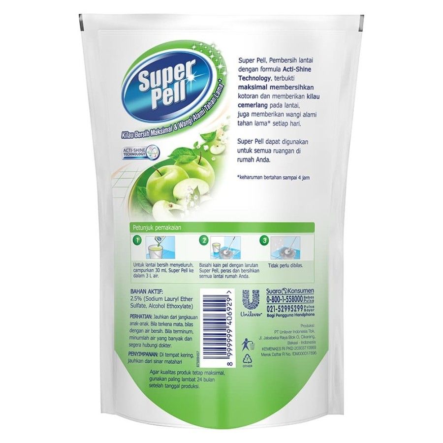 Super Pell Pembersih Lantai Fresh Apple 1600Ml Twin Pack - 3